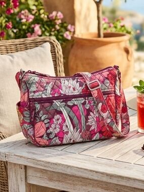 Vera Bradley Floral Quilted Crossbody Bag Multi Colors W 14" X L 8"